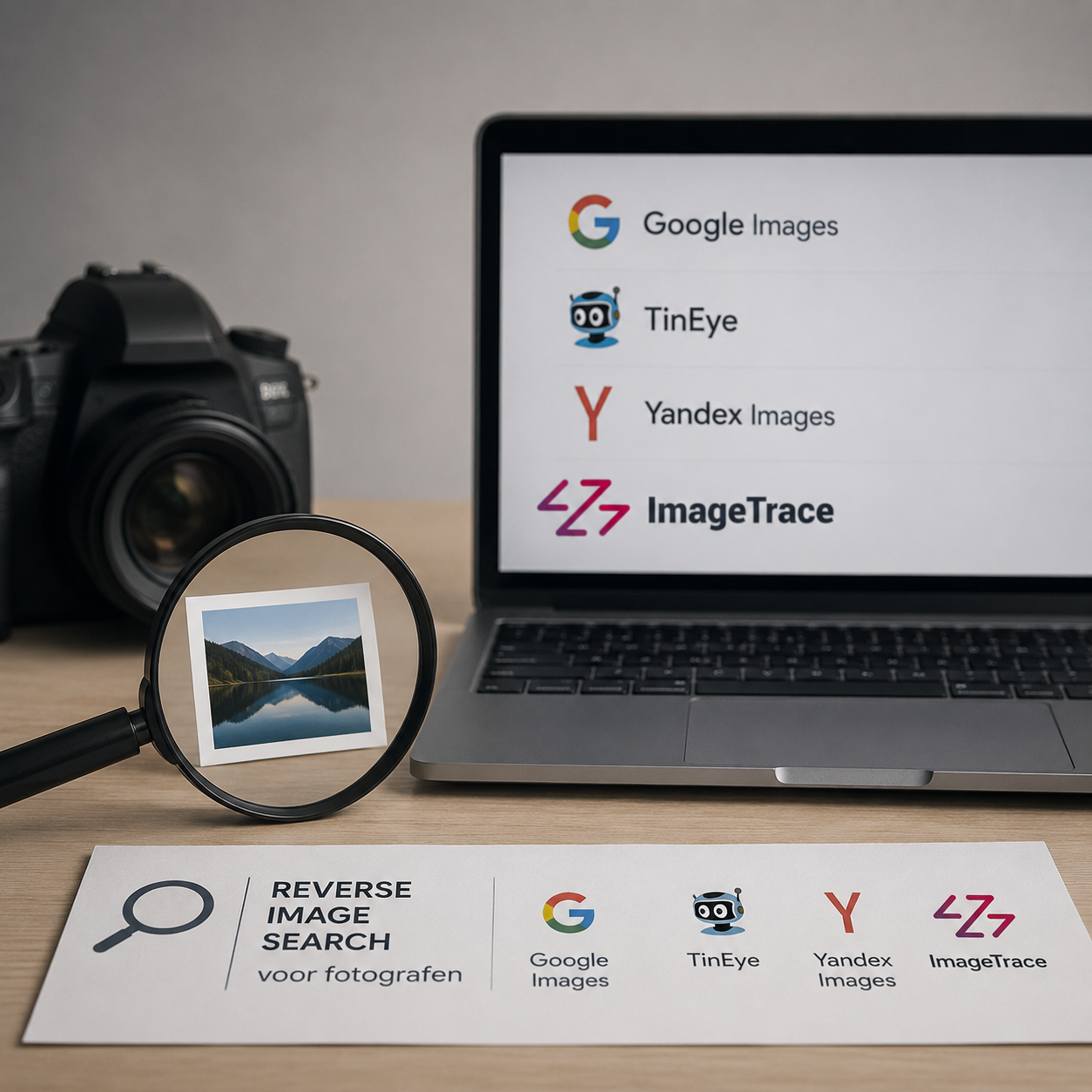 Reverse image search voor fotografen: Google Images, TinEye, Yandex en ImageTrace vergeleken